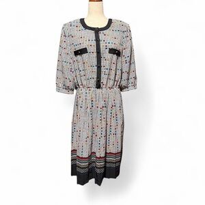 Vintage Multicolor houndstooth Patterned midi Dress